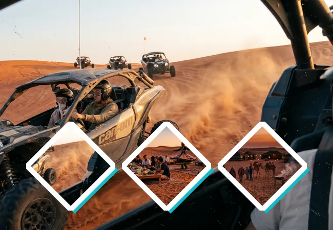 Can-Am X3 two-seater buggy with BBQ dinner package in the Dubai desert