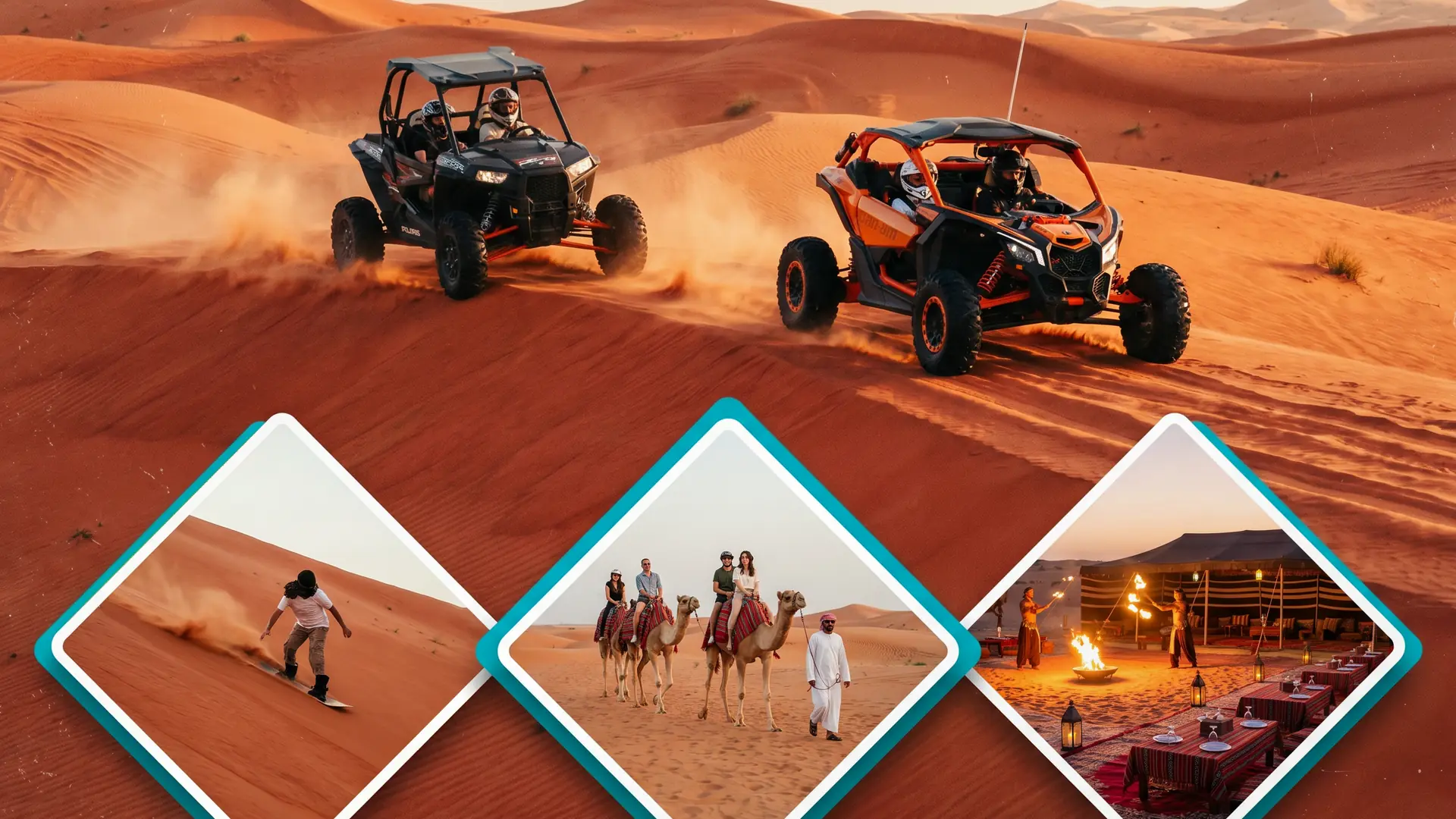 Dune buggy and camel ride combination package in the Dubai desert