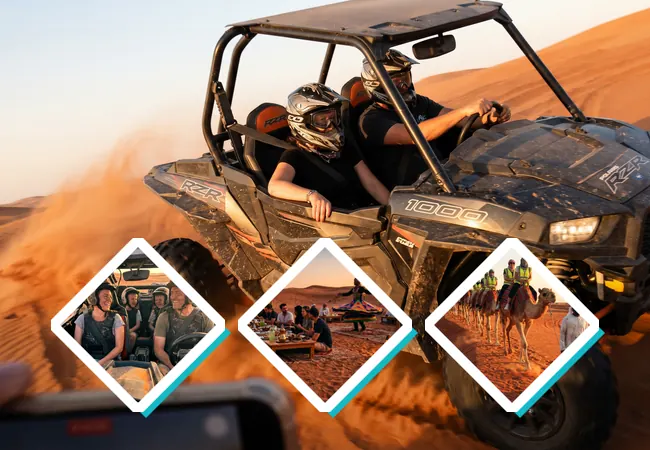 Polaris RZR four-seater buggy and BBQ dinner family package Dubai
