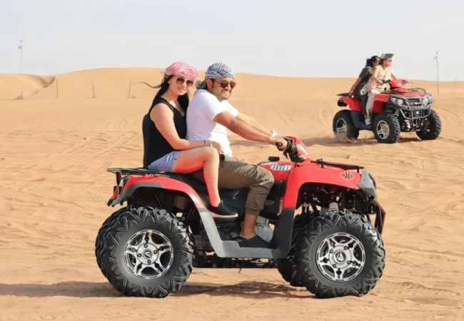 Yamaha 400cc double-seat quad bike for two riders in Dubai desert